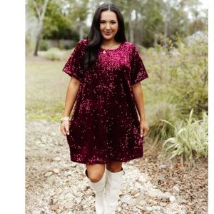 NWT Jodifl burgundy sequin dress
